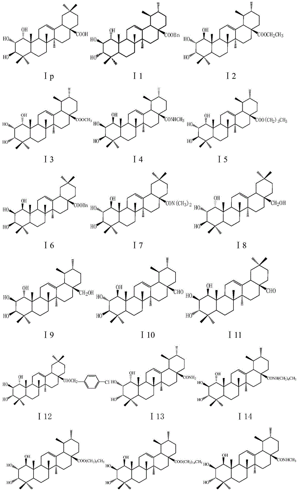 Application of a ring trihydroxyl substituted pentacyclic triterpene compound in pharmacy