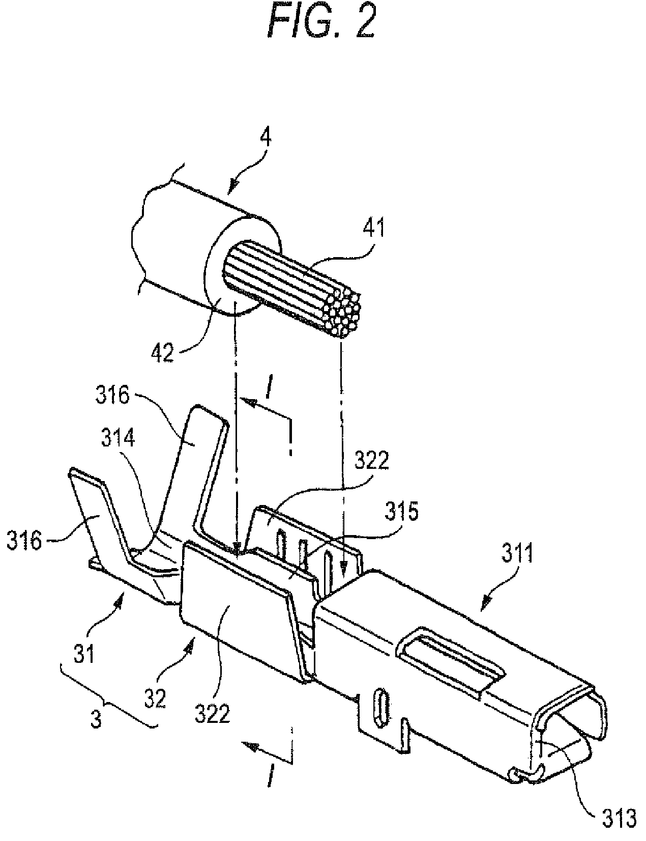 Terminal fitting having bi-metallic caulking pieces