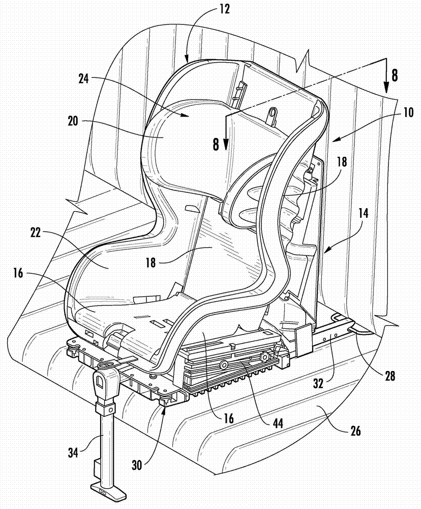 Crash indication system for a reclining ride down child seat