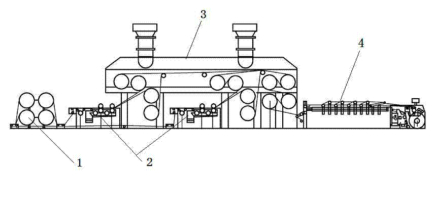 Intermittent sizing device for dyed yarns and sizing technology thereof