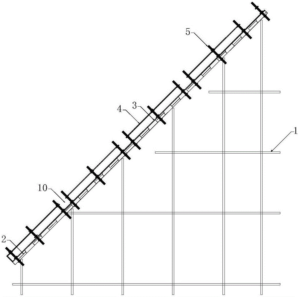 Construction method and double-layer formwork structure for cast-in-situ slope roof