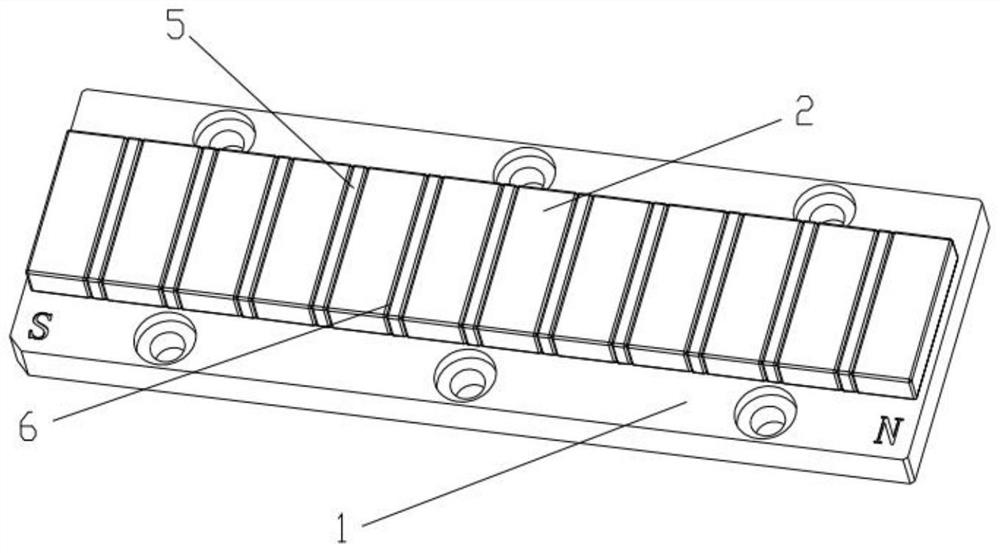 Large and small magnetic unit pole interval type stator for linear motor