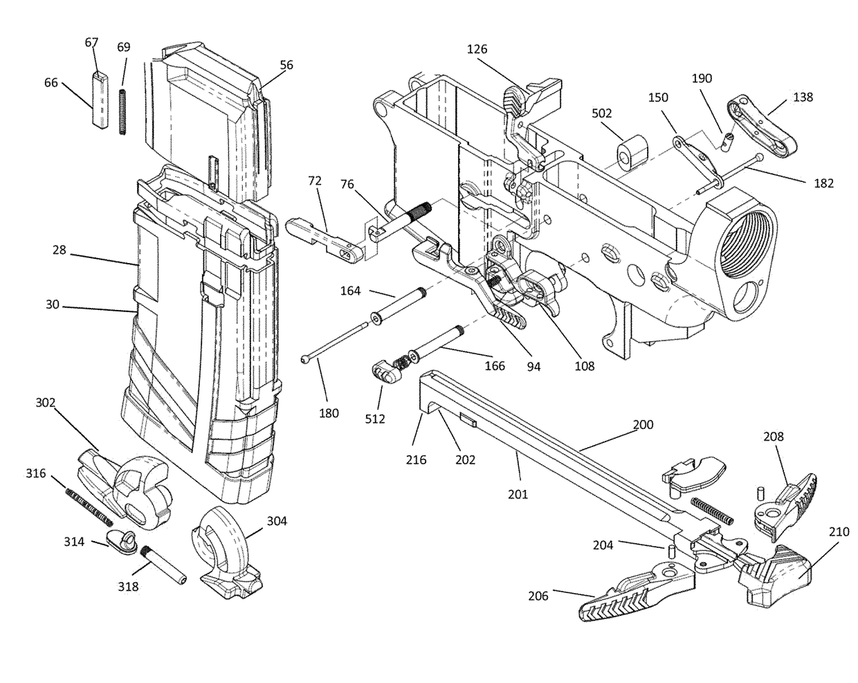 Automatic spent magazine ejection & control group