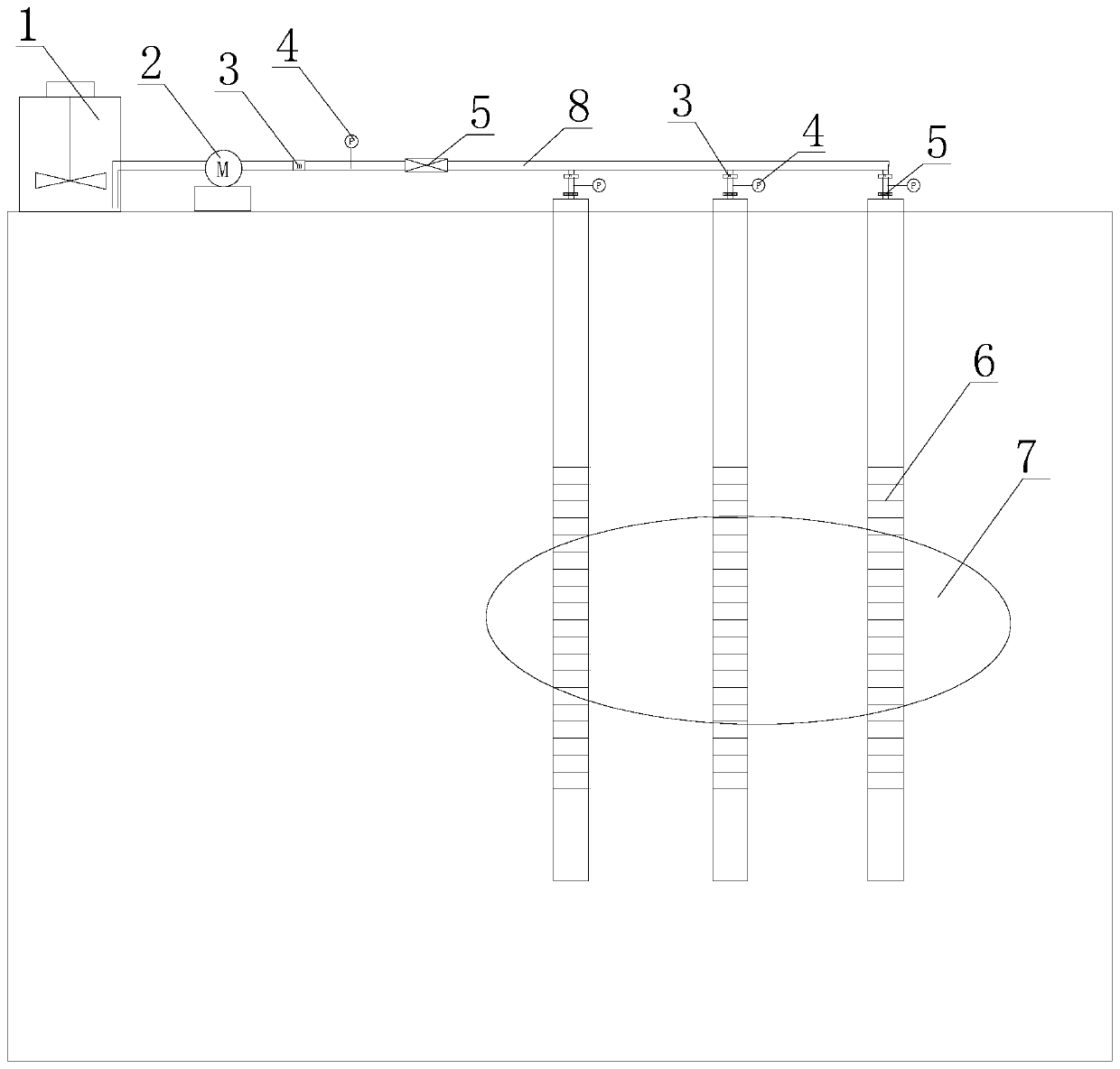 Normal-pressure chemical oxidation injection device for underground water