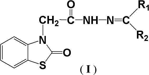 (2-oxo-benzothiazole)-3-diacetyl hydrazone compound as well as preparation method and application thereof