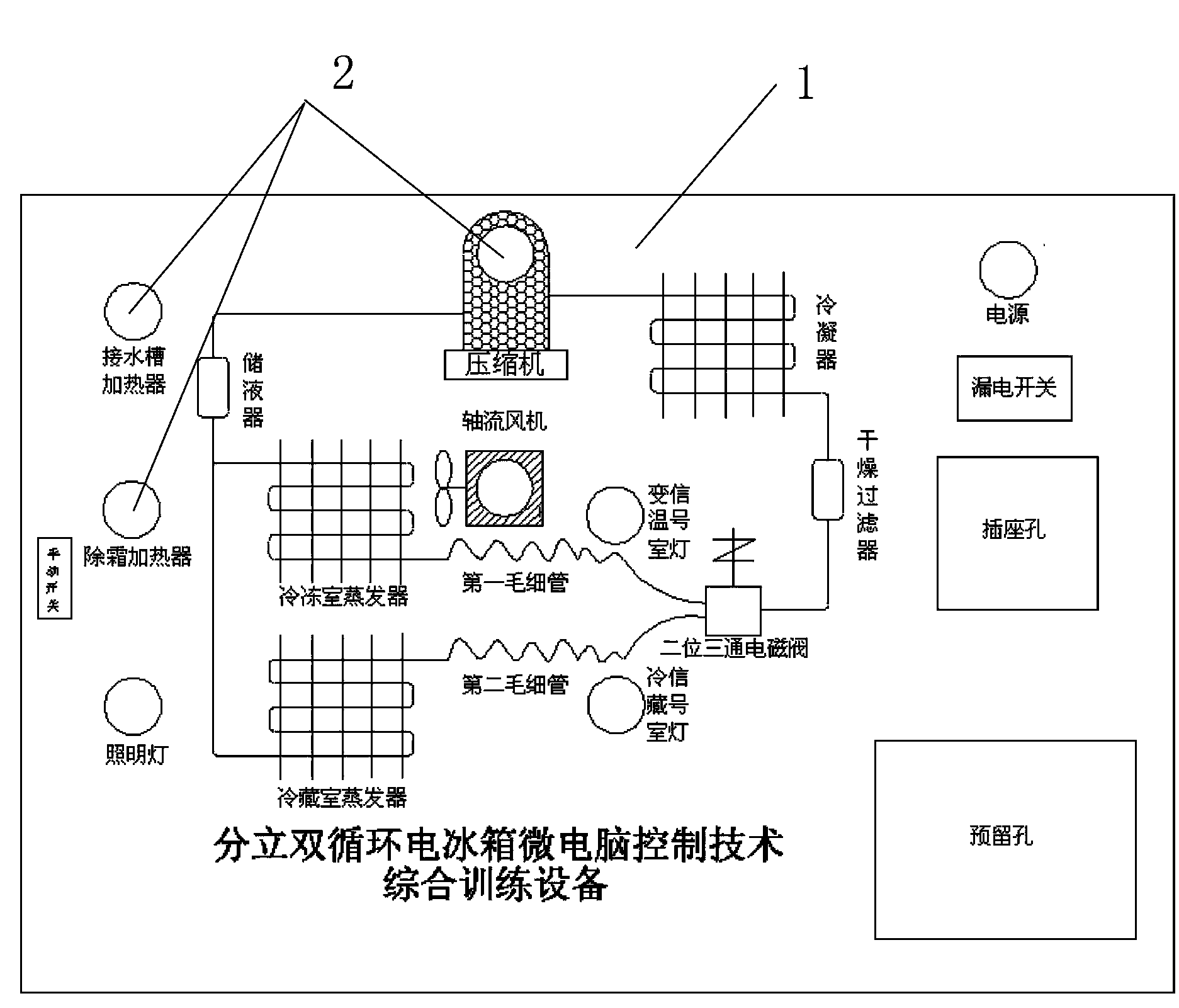 Separating multi-cycle refrigerator control technology comprehensive training equipment