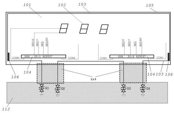 Design structure for electrostatic protection of broken code display screen