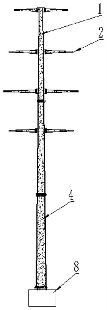 Power transmission line pole and installation method thereof