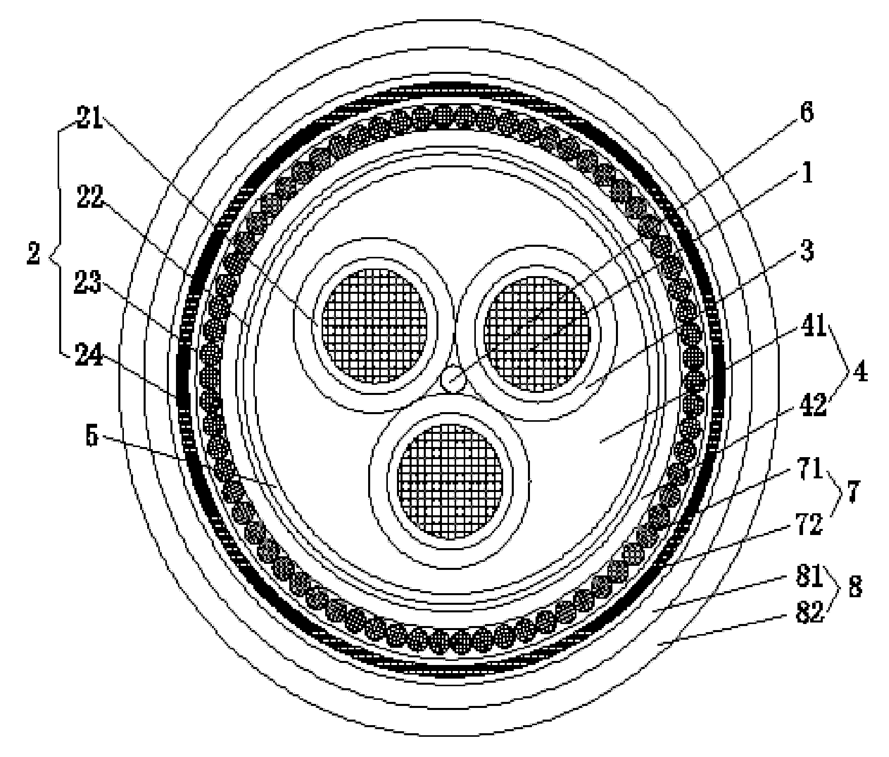 Cable for shallow sea wind power generation