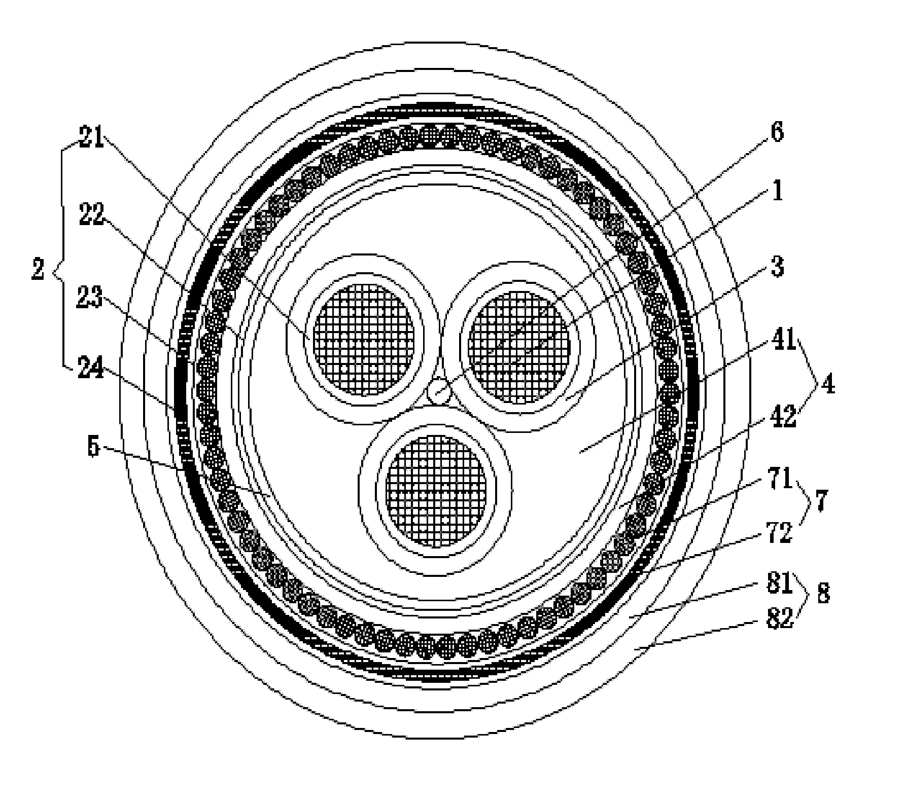 Cable for shallow sea wind power generation