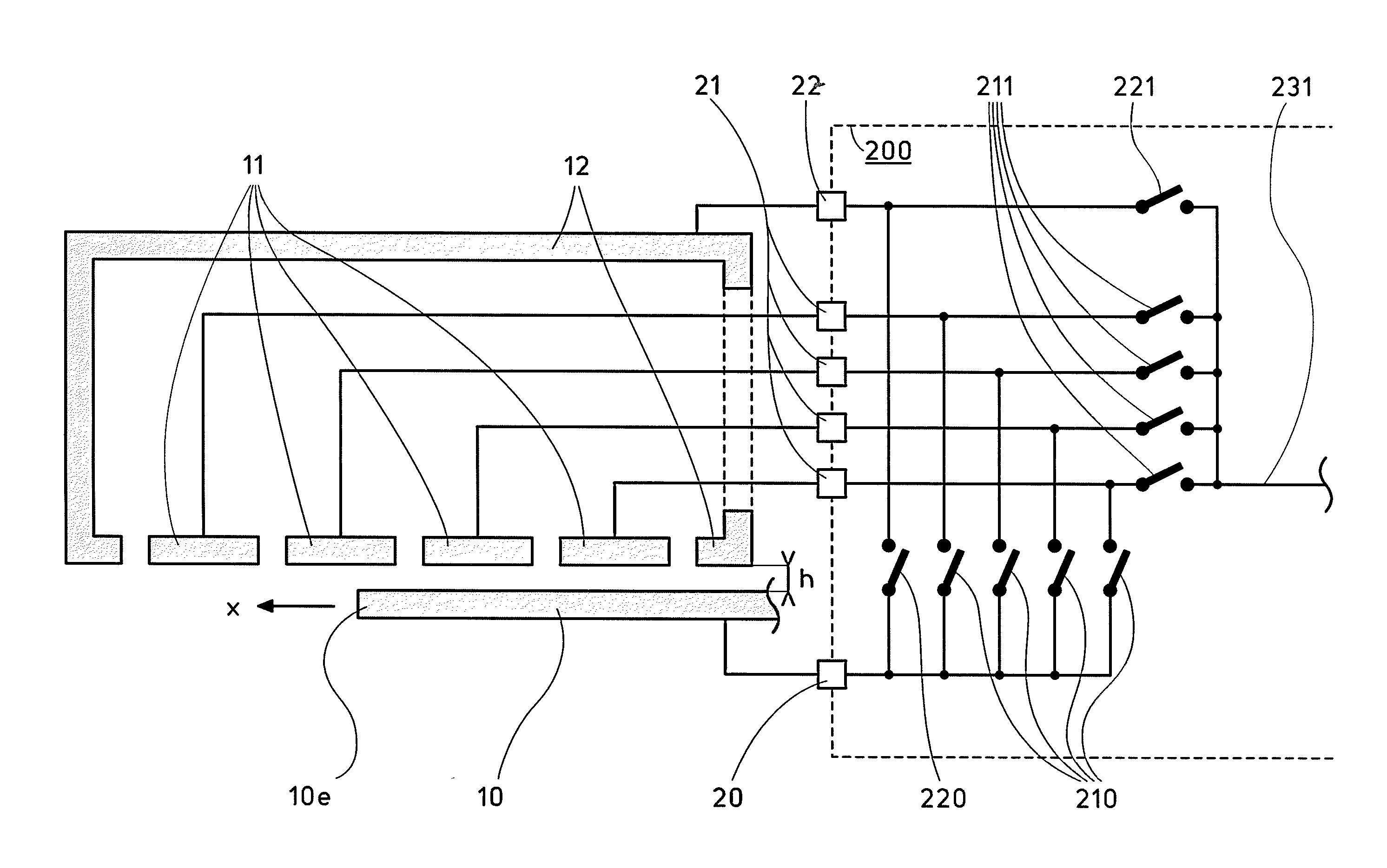 Position sensing device and method using self-capacitance