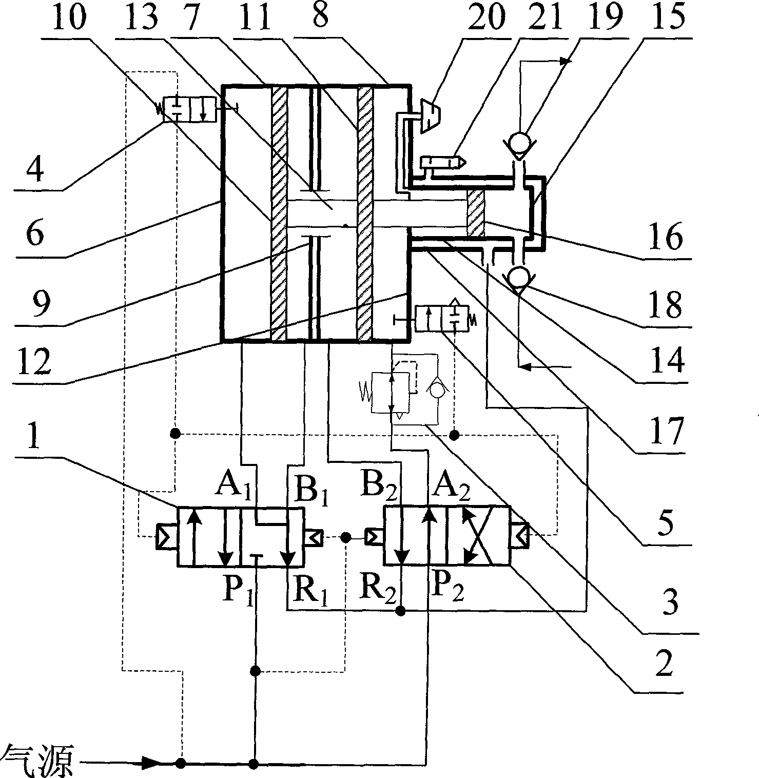 Gas-saving type gas supercharger using double activation pistons