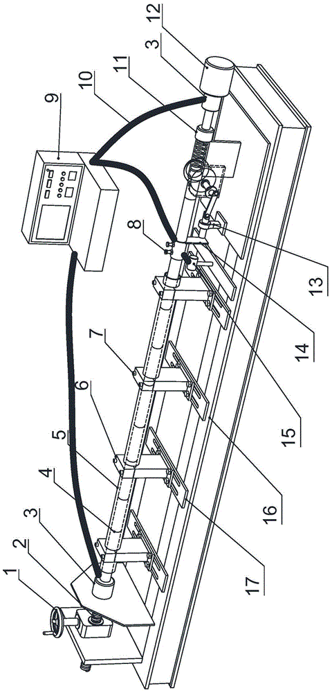 Indoor experimental device for antifriction resistance property of axial vibration of petroleum drilling pipe column