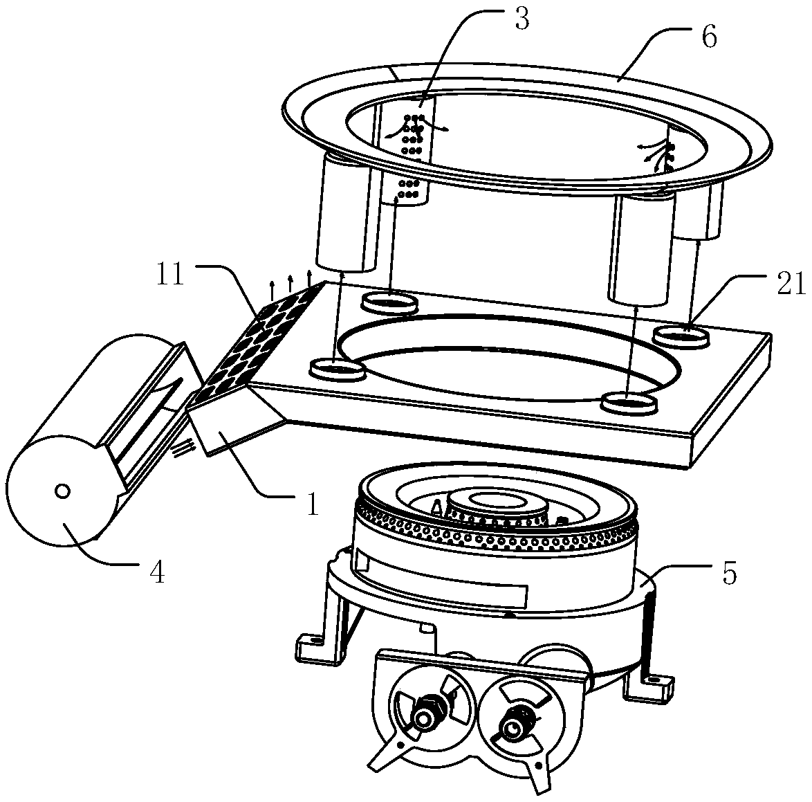 Oxygen-rich gas supply device, and combustion apparatus and gas stove containing same