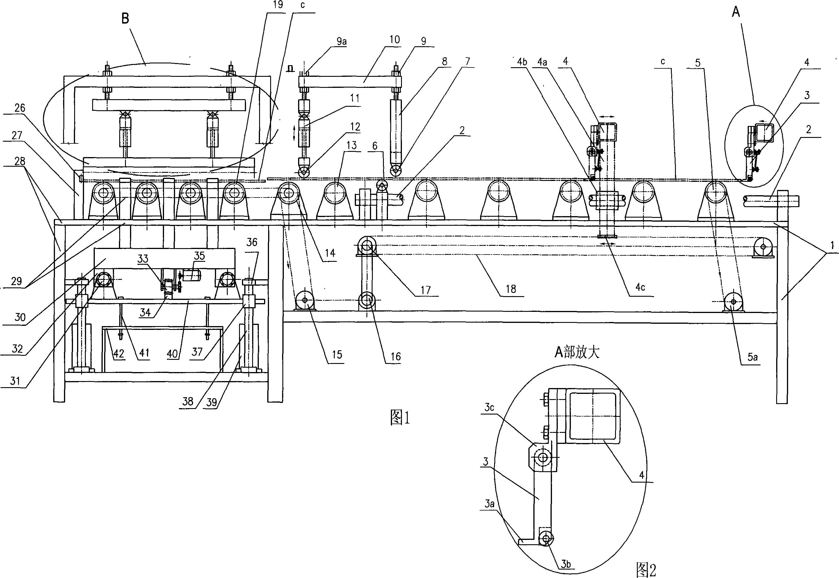 Flat glass on-line severing machine