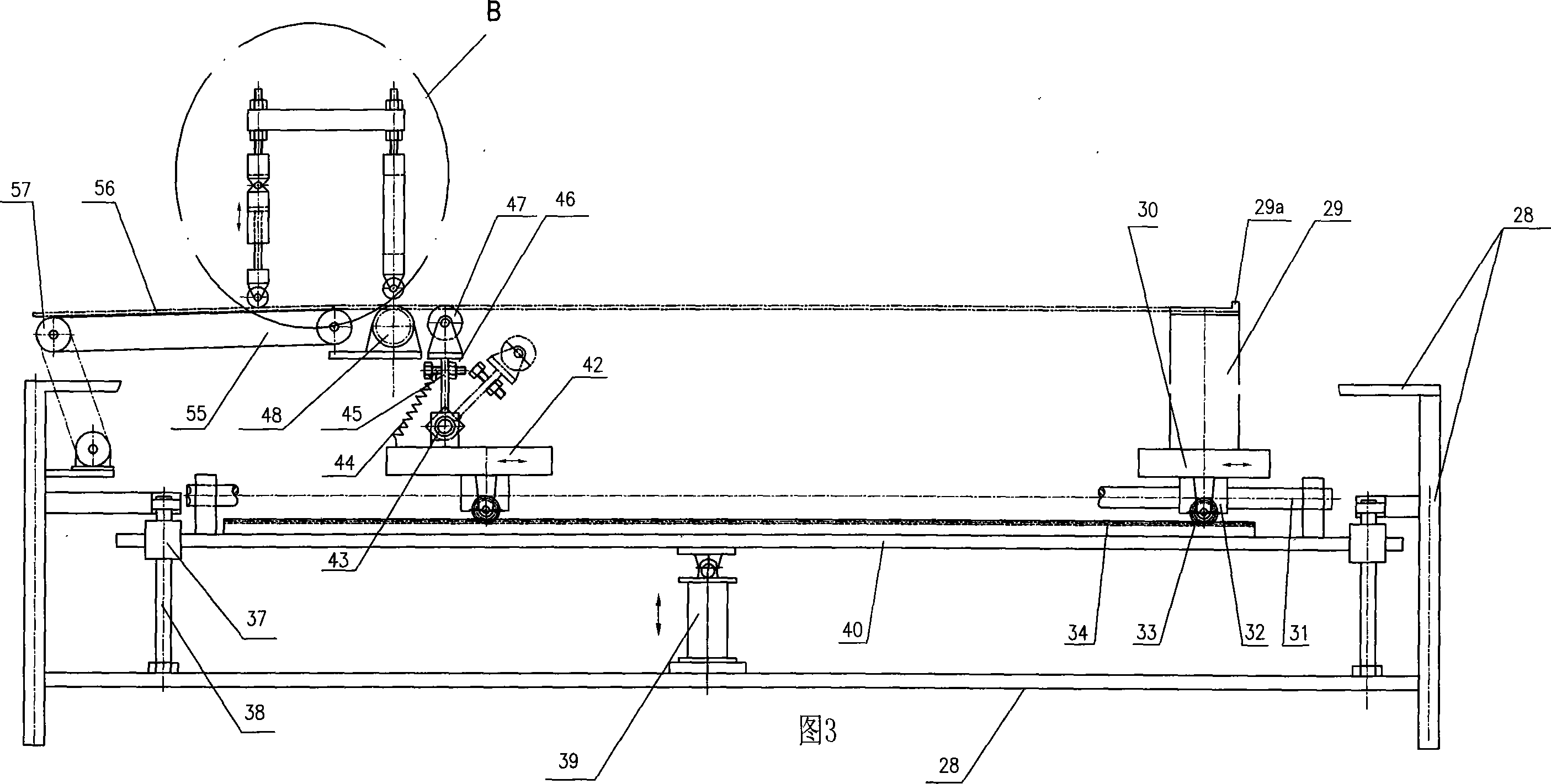 Flat glass on-line severing machine