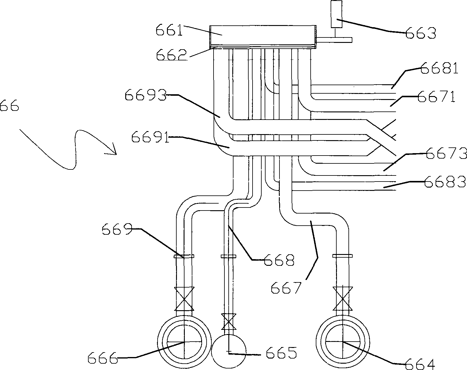 Guide, condensation, recovery and purification device of raw gas of coal gangue pyrolysis and gasification