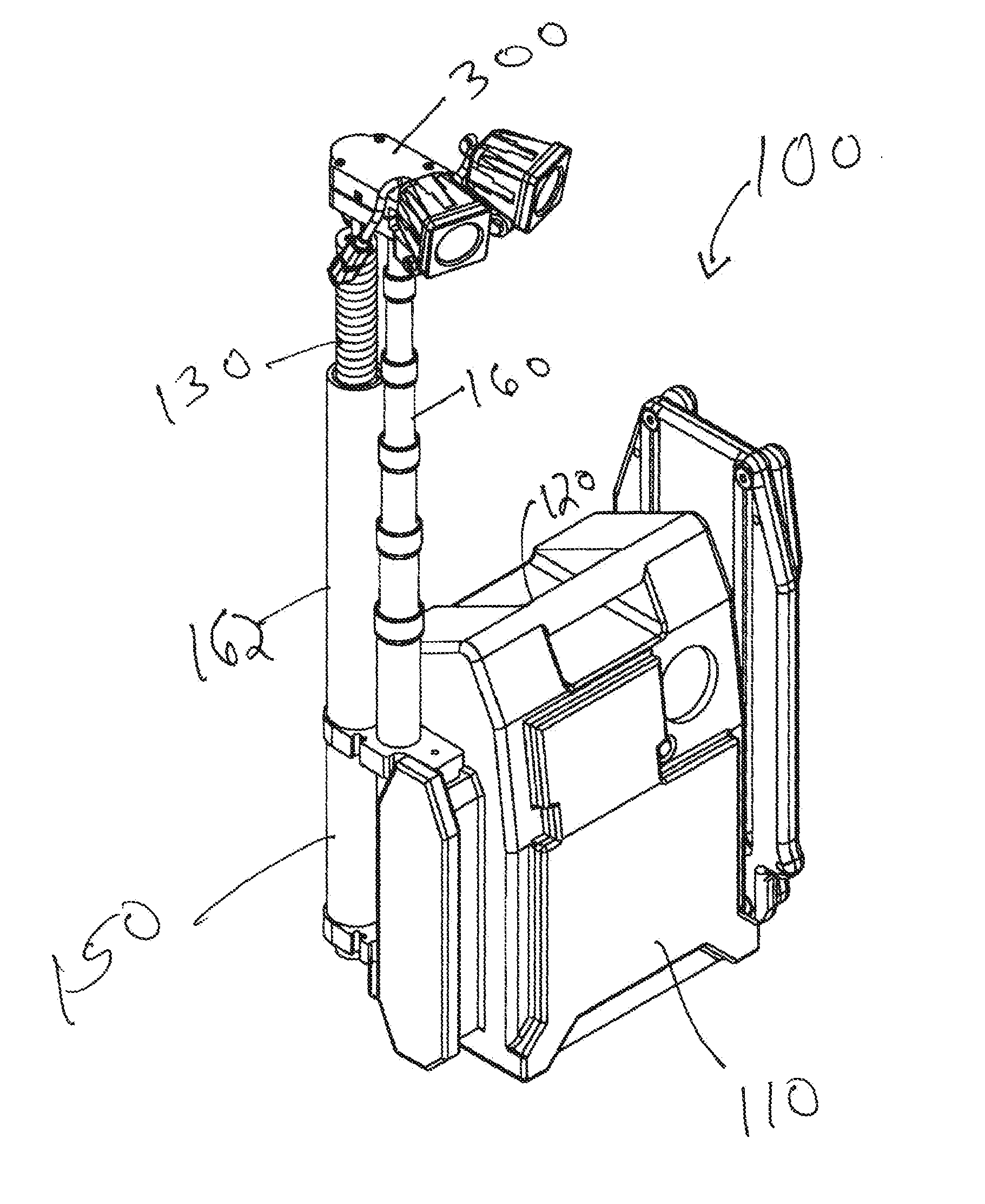 Integrated portable stand, power supply, and control panel