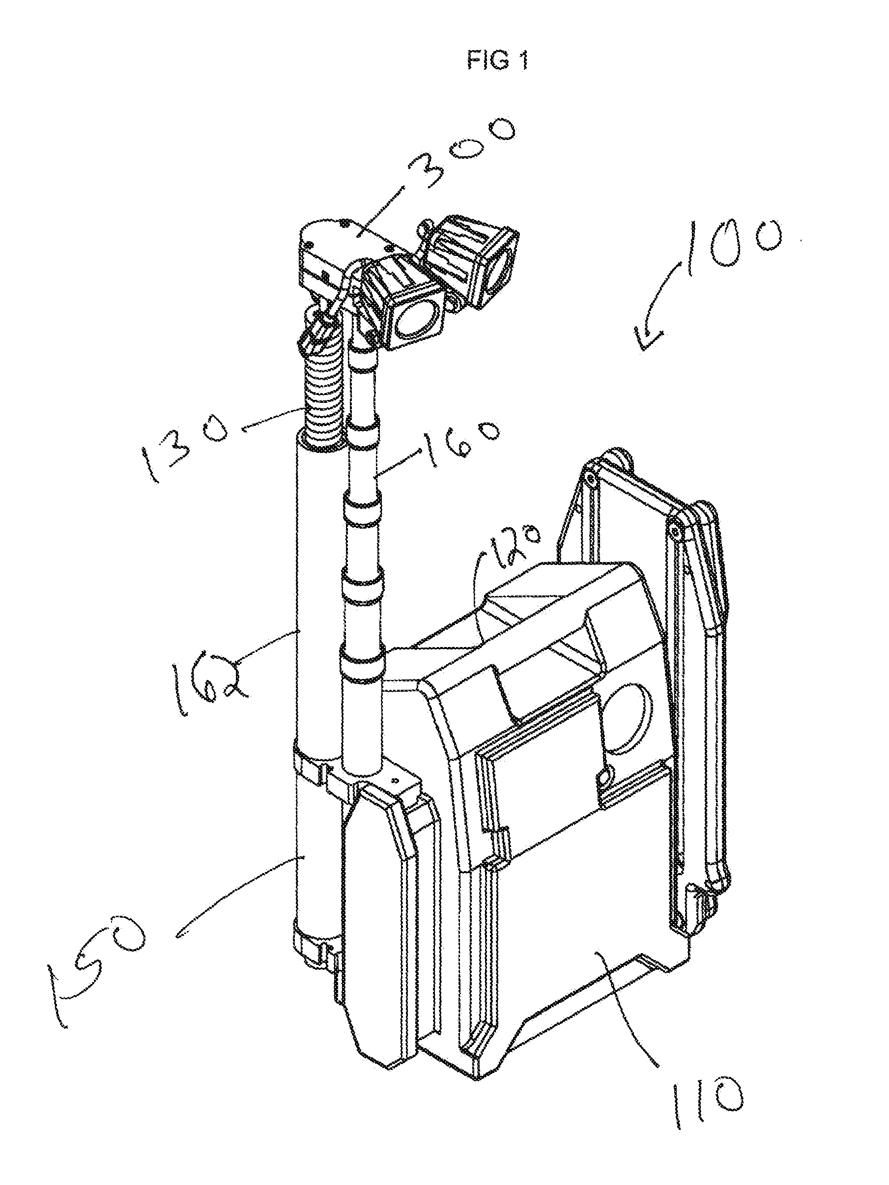 Integrated portable stand, power supply, and control panel