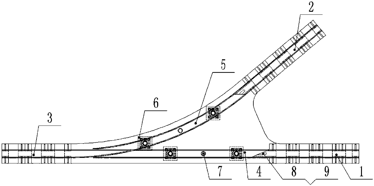 Lifting straddle type monorail turnout