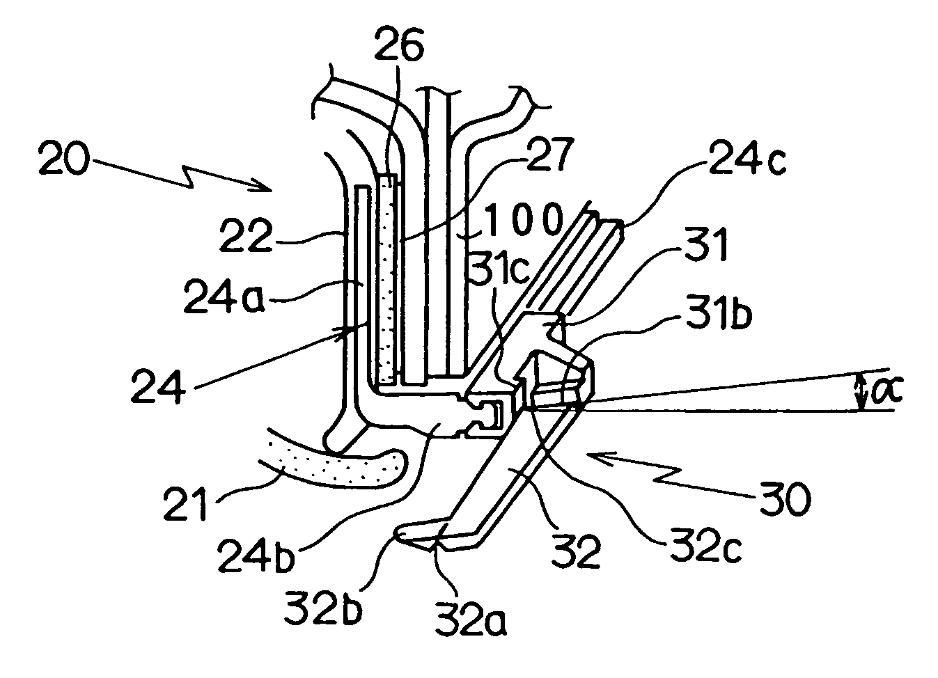 Mounting method of clip and weather strip