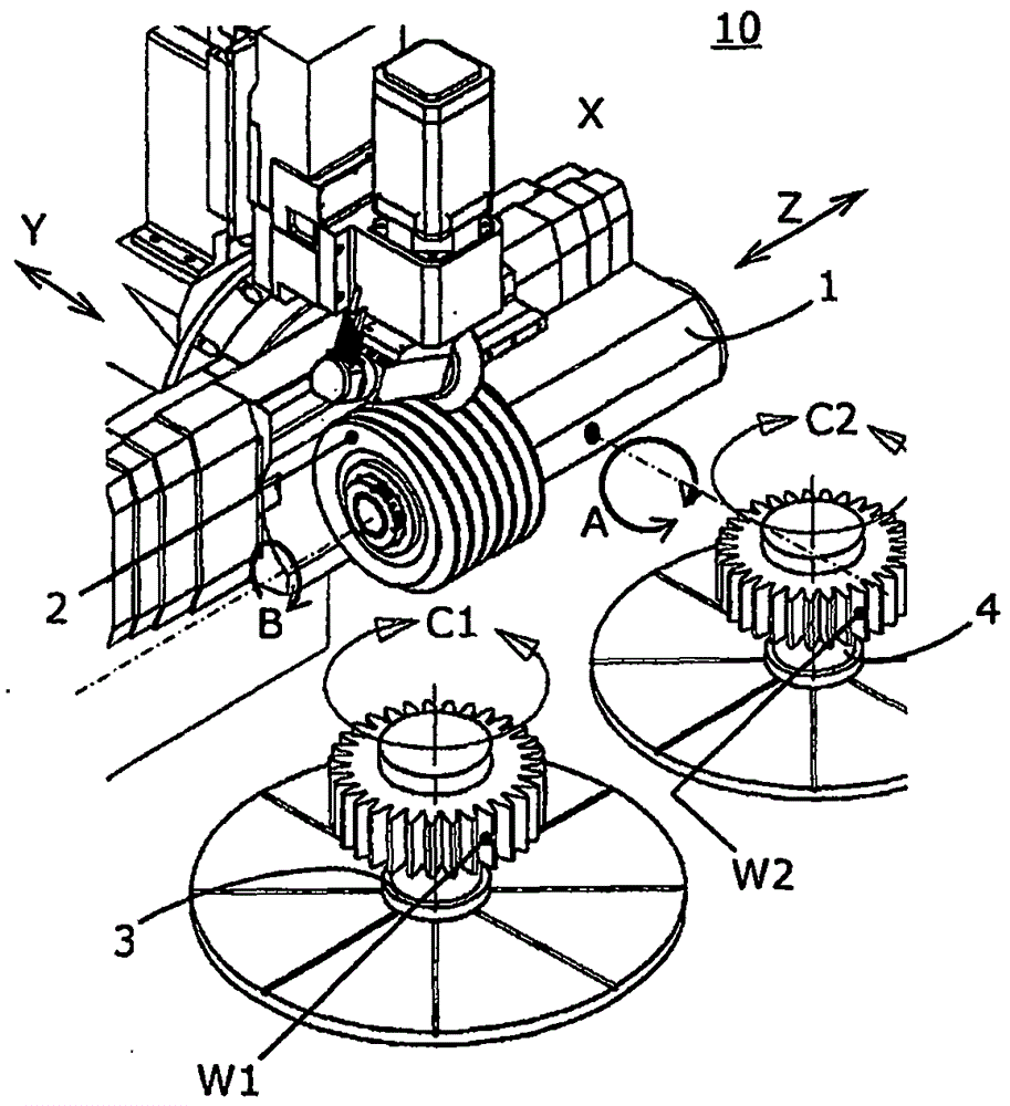 Grinding machine with a grinding tool for roller grinding two workpieces