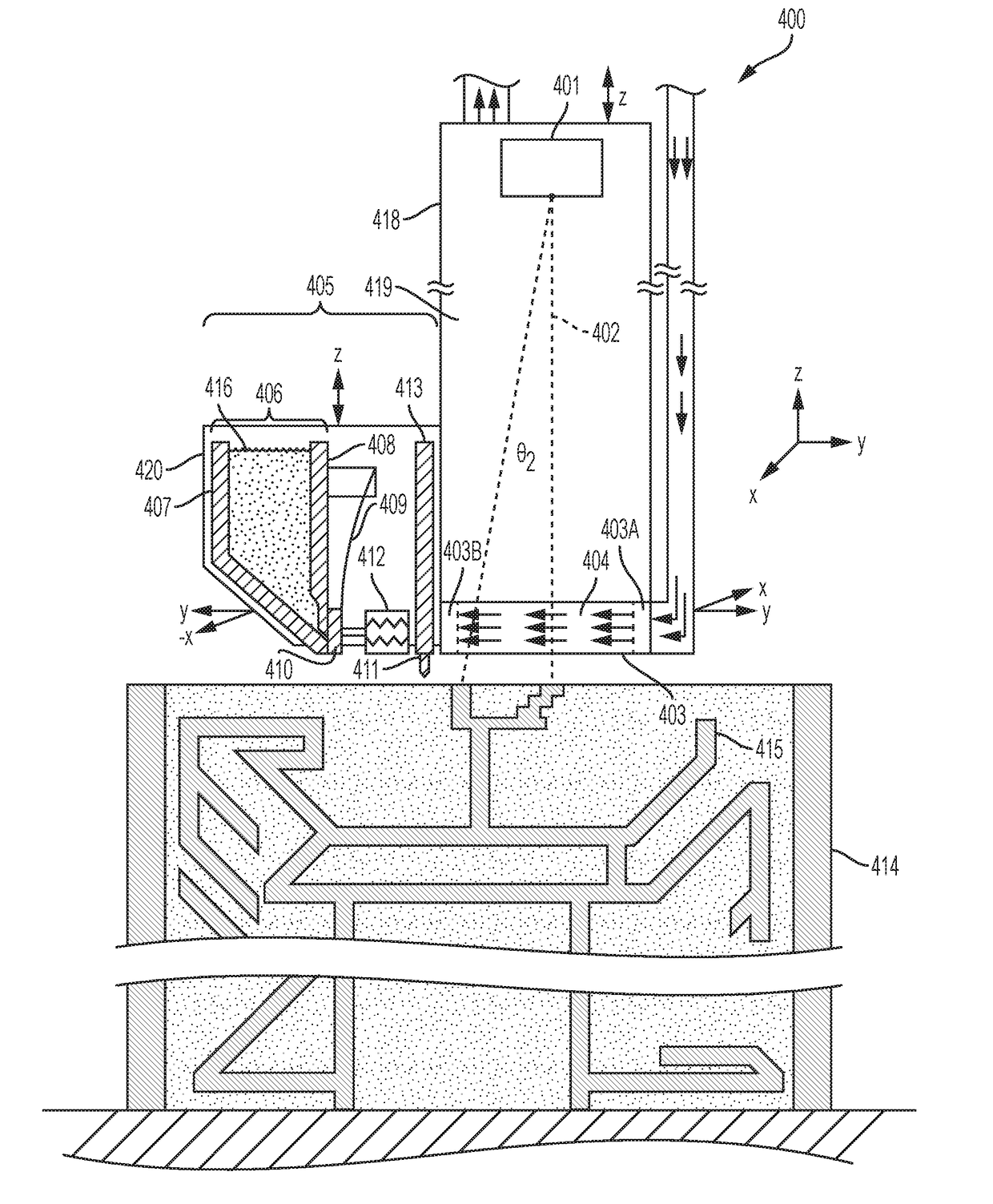 Additive manufacturing using a dynamically grown build envelope