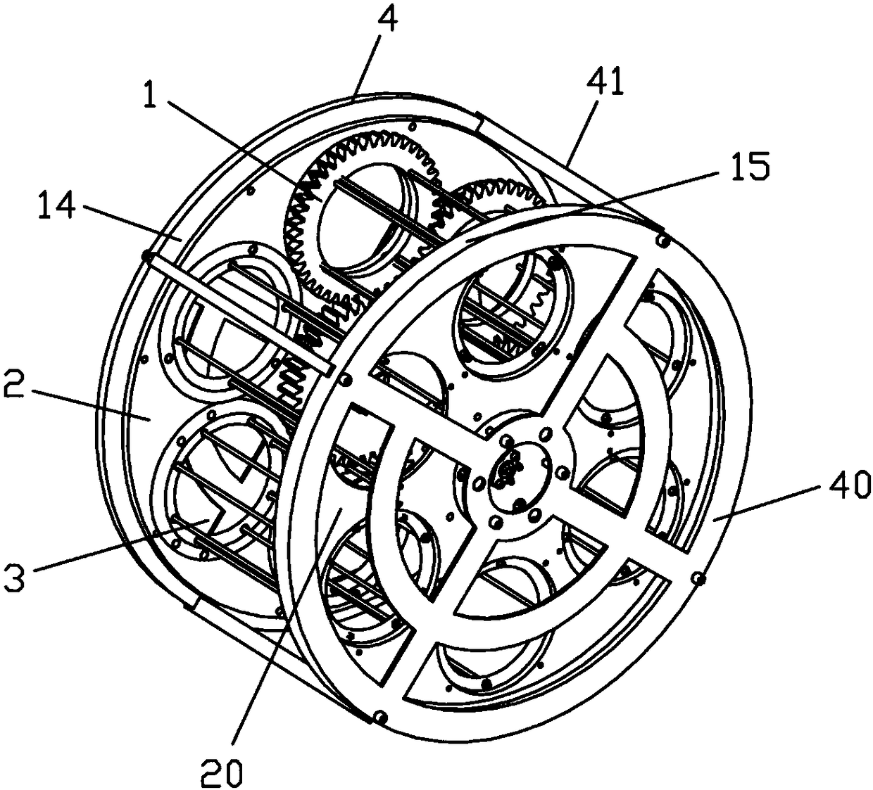 Small-scale differential gear train type stereo garage