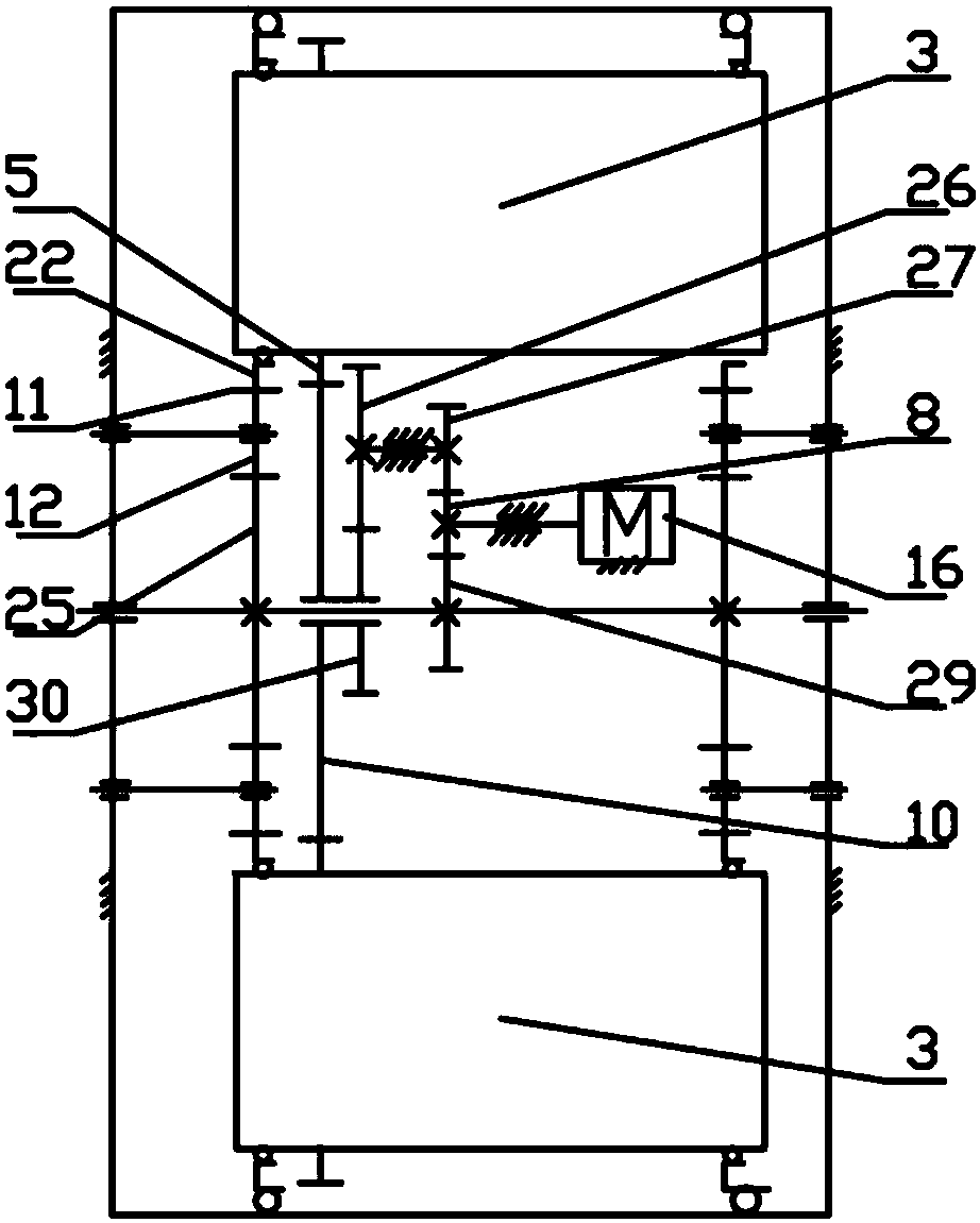 Small-scale differential gear train type stereo garage