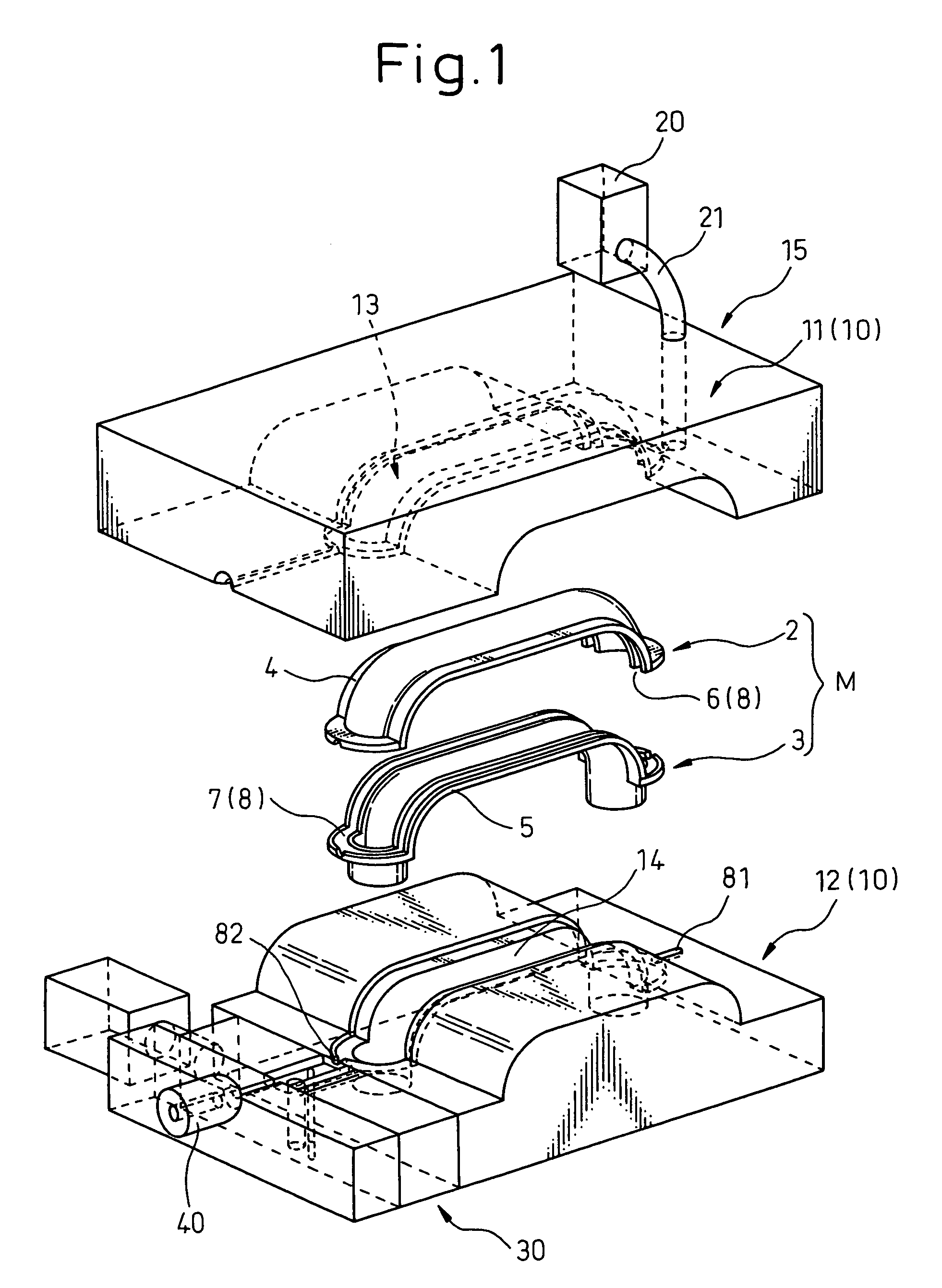 Heated medium supplying method and structure for secondary molding of resin molded component