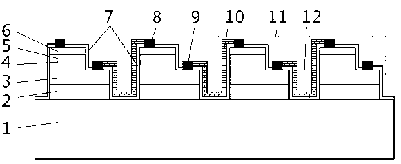 Method for bridging electrodes of LED light-emitting units isolated by deep trenches