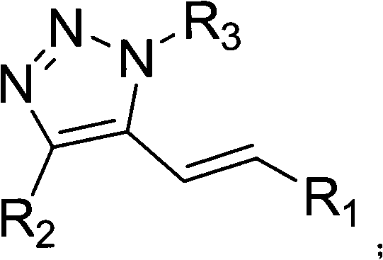 5-alkenyl-1, 4-disubstituted-1, 2, 3-triazole compound, preparation method and application thereof