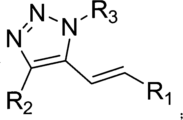 5-alkenyl-1, 4-disubstituted-1, 2, 3-triazole compound, preparation method and application thereof