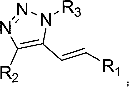 5-alkenyl-1, 4-disubstituted-1, 2, 3-triazole compound, preparation method and application thereof