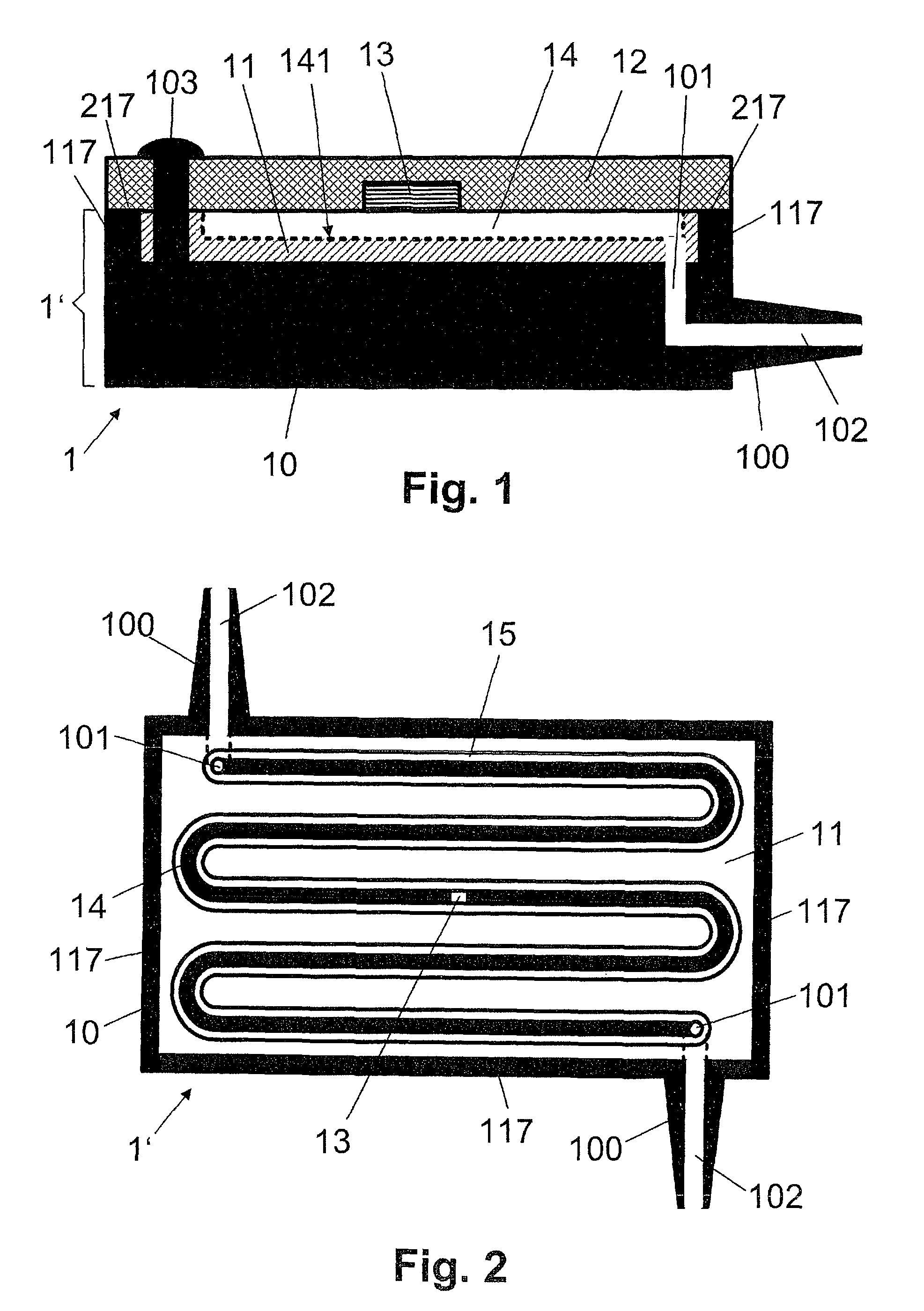 Flow sensor including a base member with a resilient region forming a flow channel and a cover member covering the flow channel