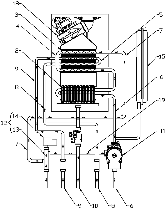 Casing type wall-mounted furnace internally provided with inner circulating device