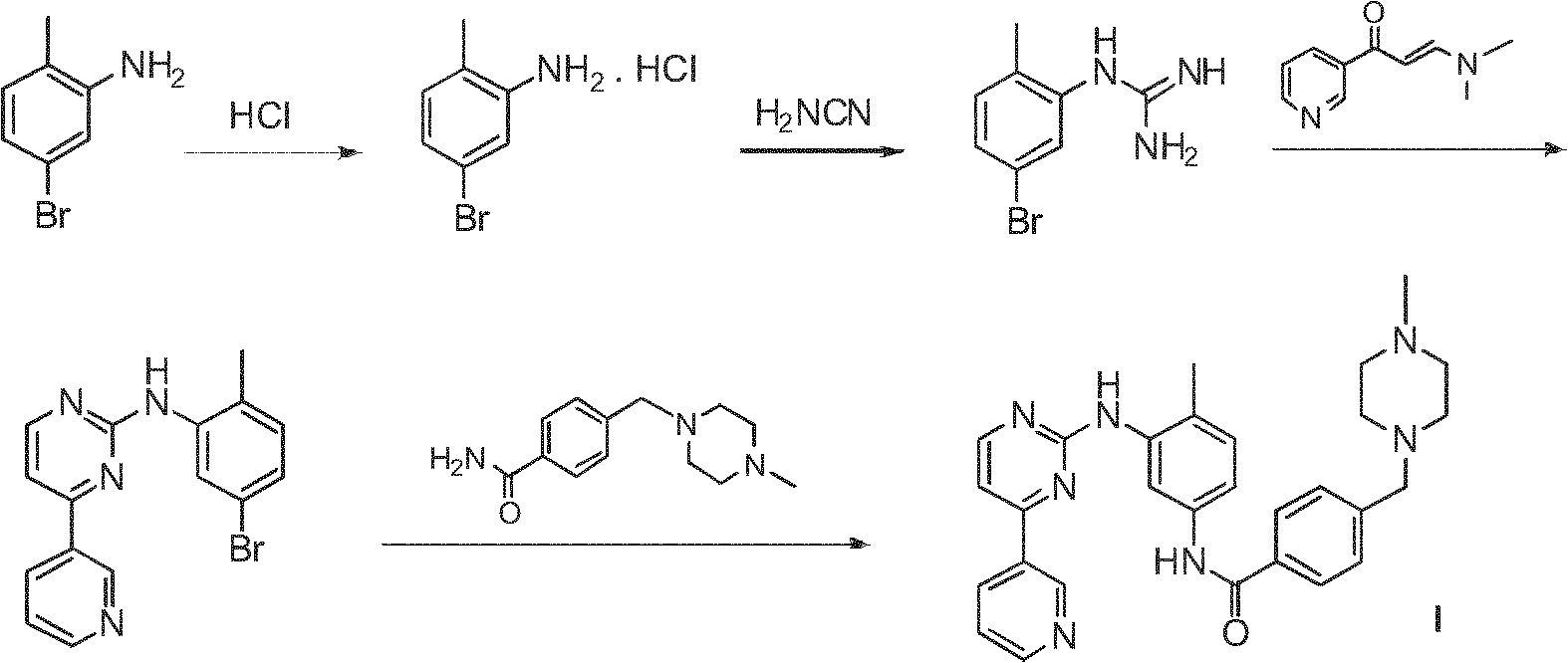 Method for preparing anti-tumor medicine imatinib