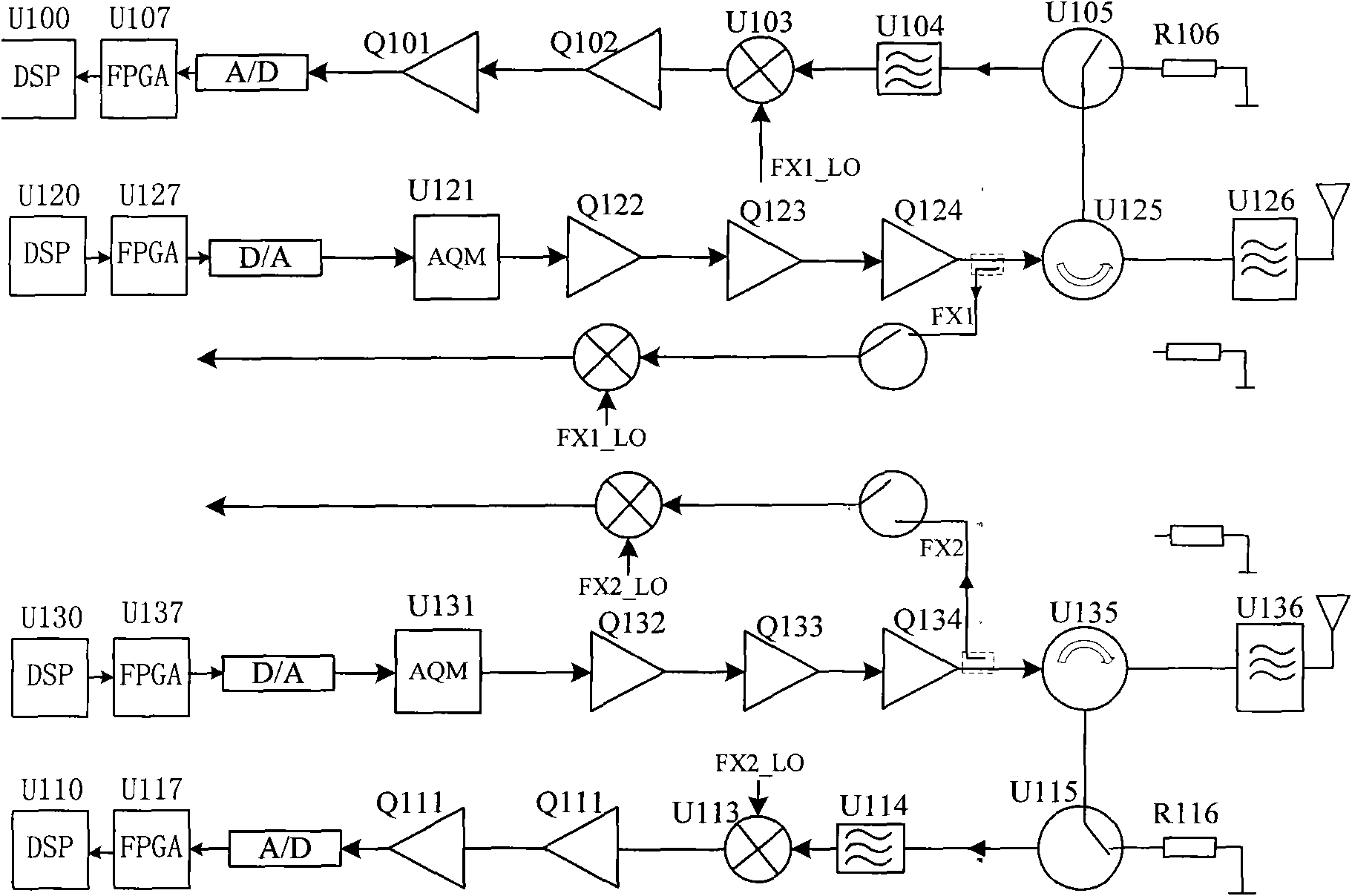 Transceiver module based on time division duplex and processing method thereof