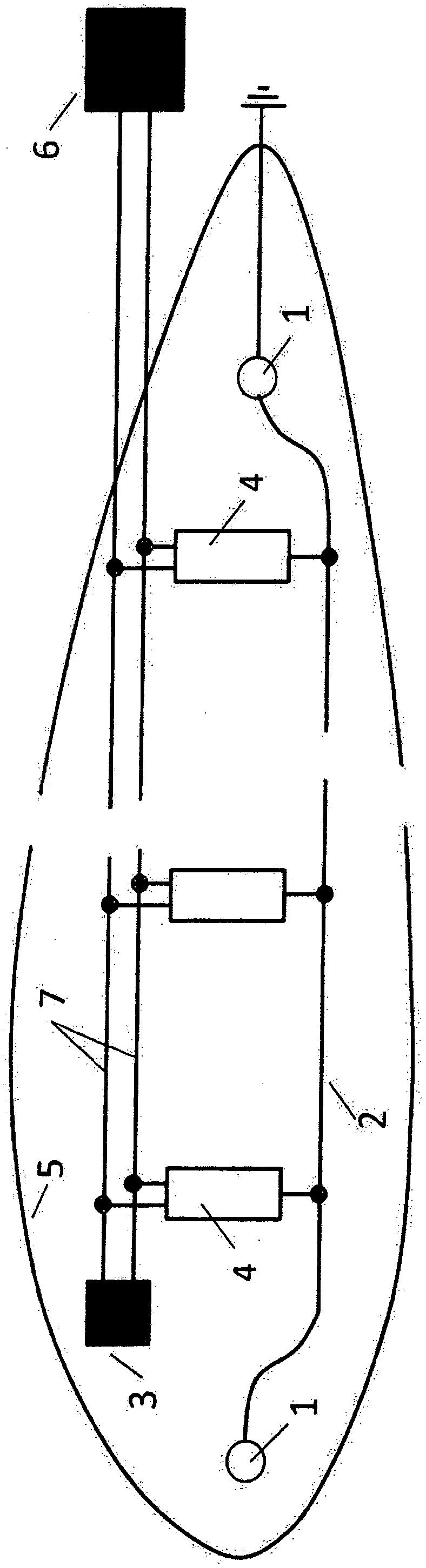 Method for influencing the lightening current distribution in electrical systems, which are integrated in rotor blades of wind turbines