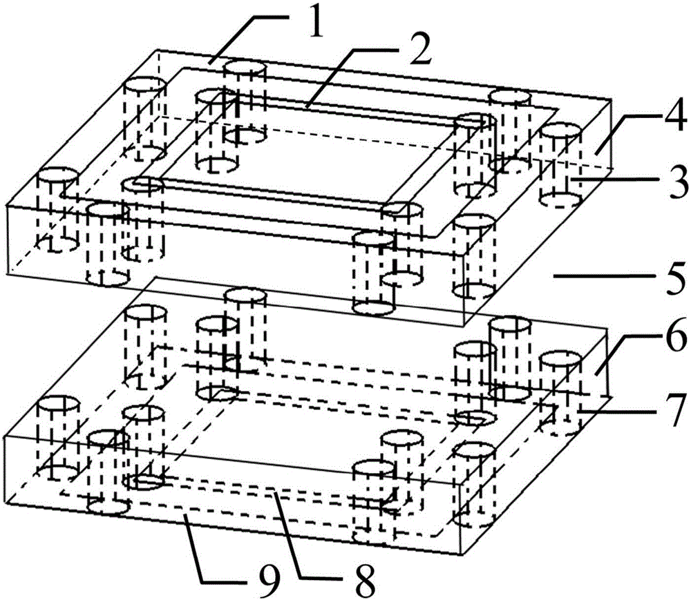 2.5-dimensional ultra-wide band mobile communication radome of grid square ring loading via hole structure