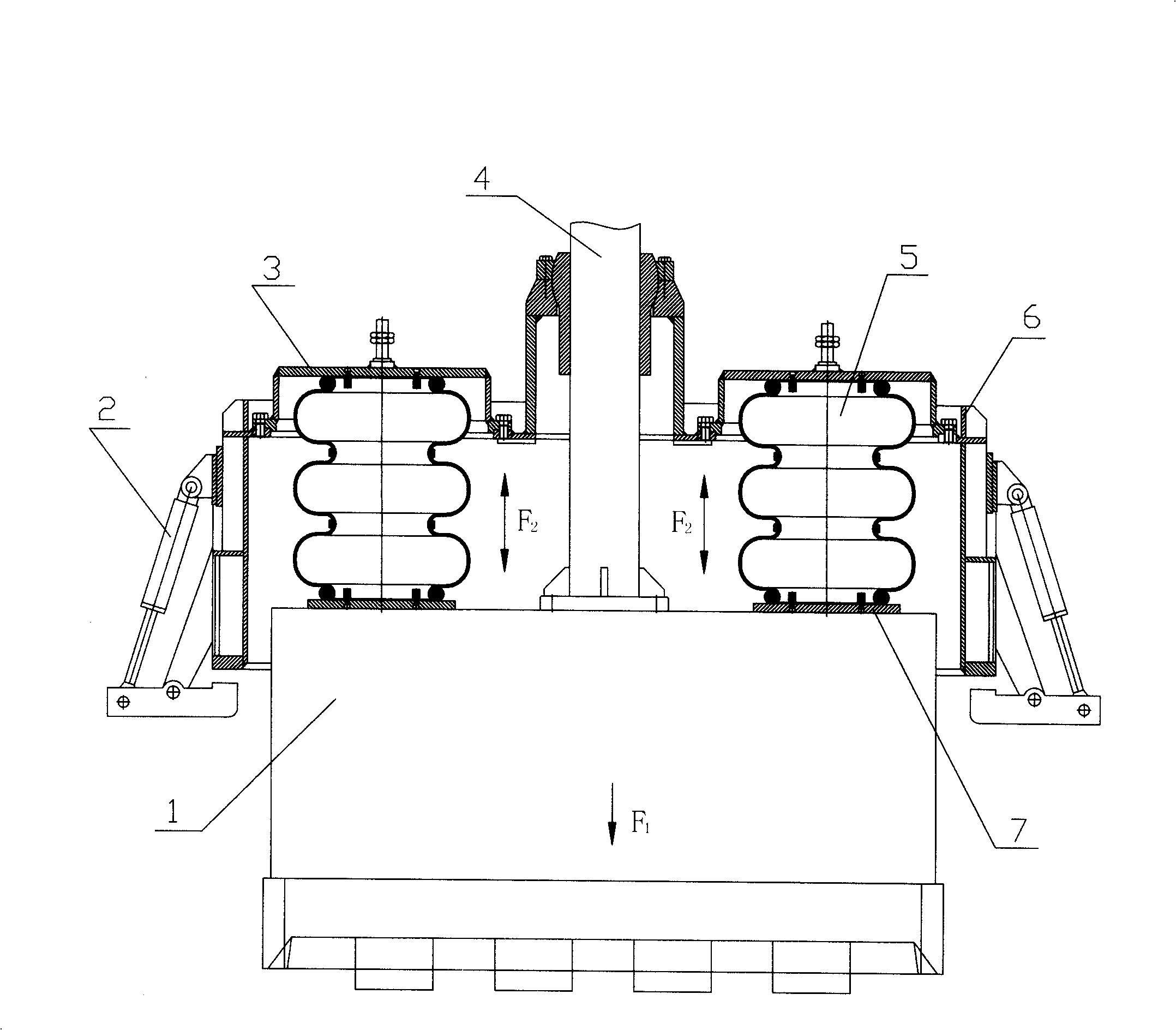 Double-air sac structure of vibration moulding machine