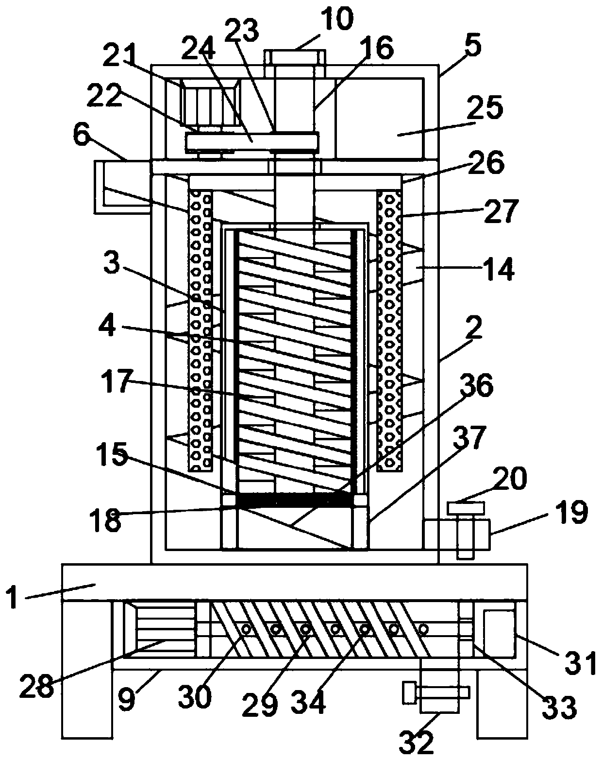 Plastic masterbatch dust removal, cleaning and drying integrated device