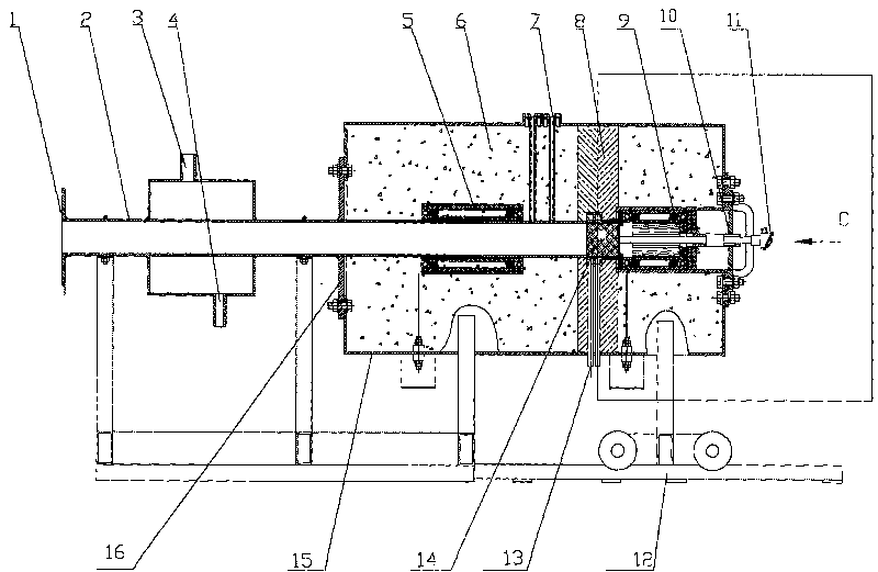 Device for testing sound absorption performance of porous metal material under variable parameter temperature field