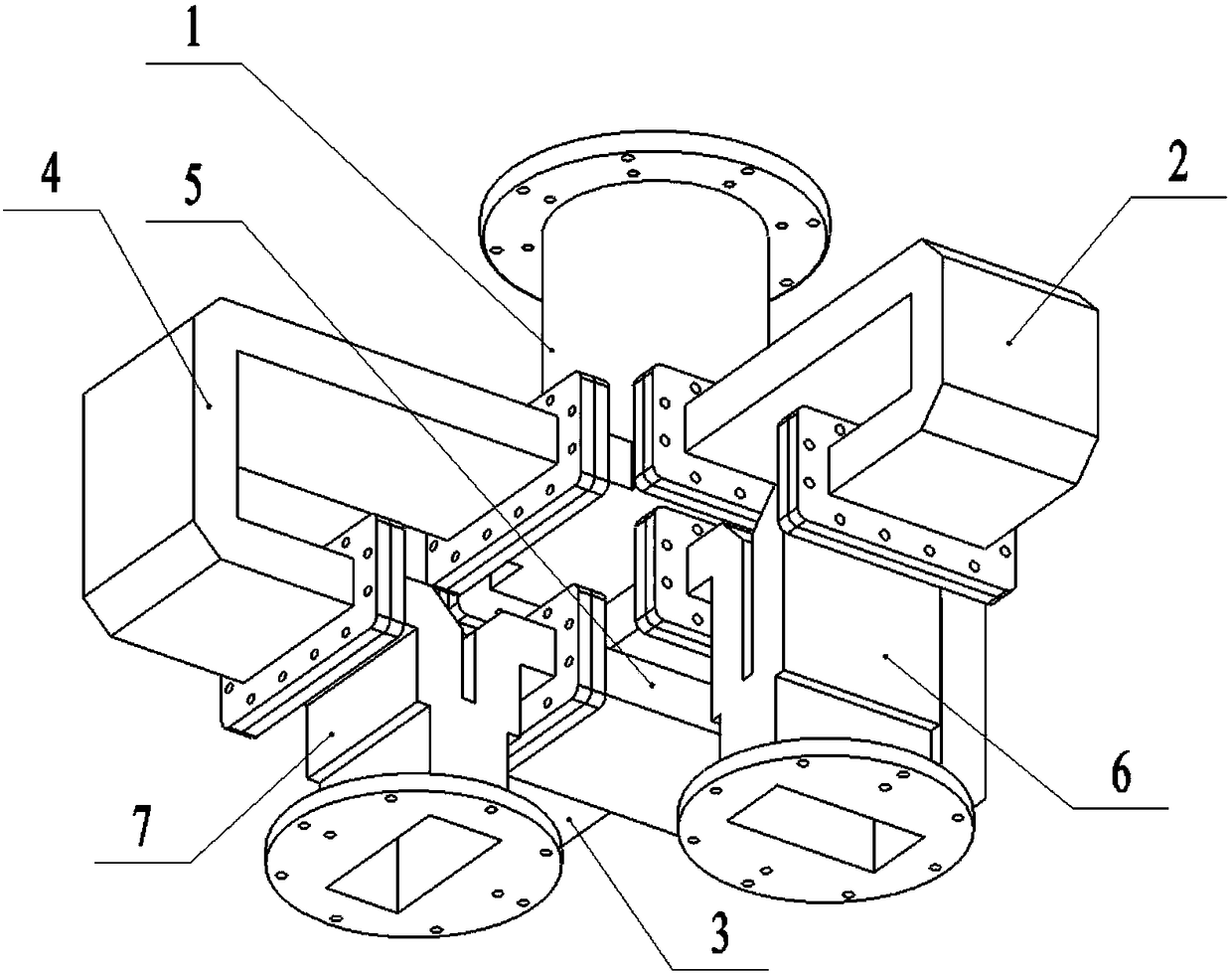 Broadband equal phase output orthogonal mode coupler