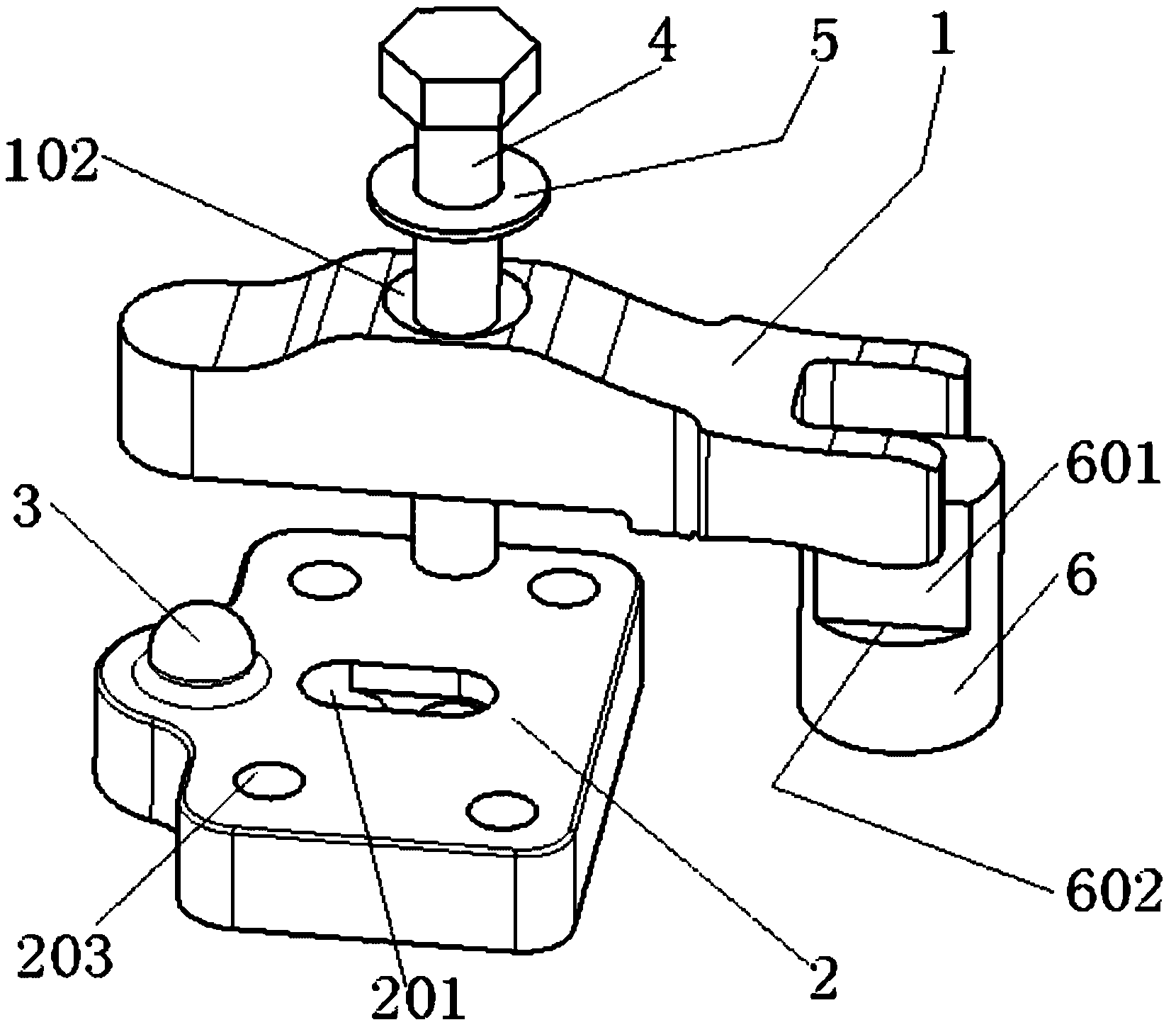 Diesel engine oil injector hold-down device