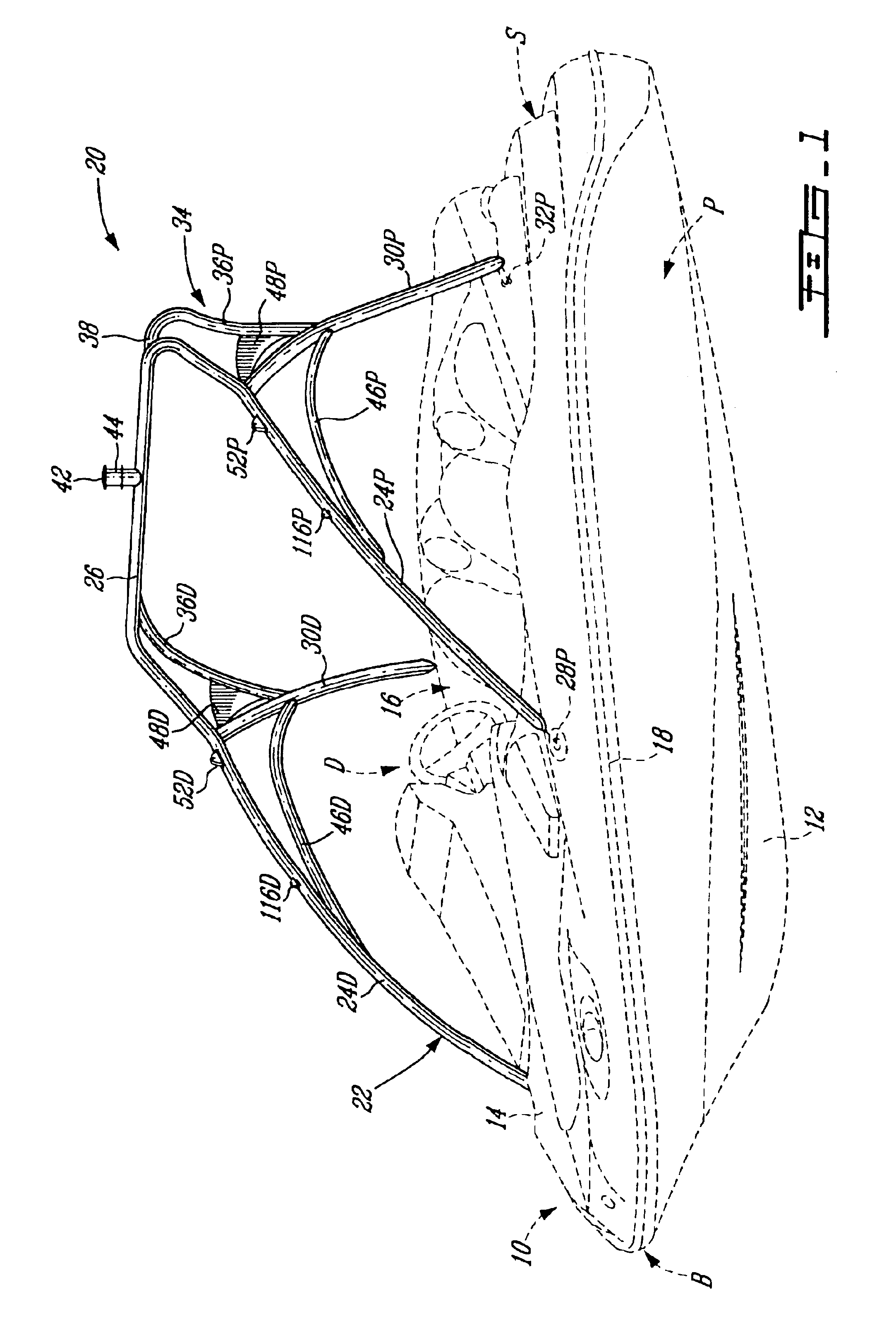 Water sport tower and top combination for watercraft and method