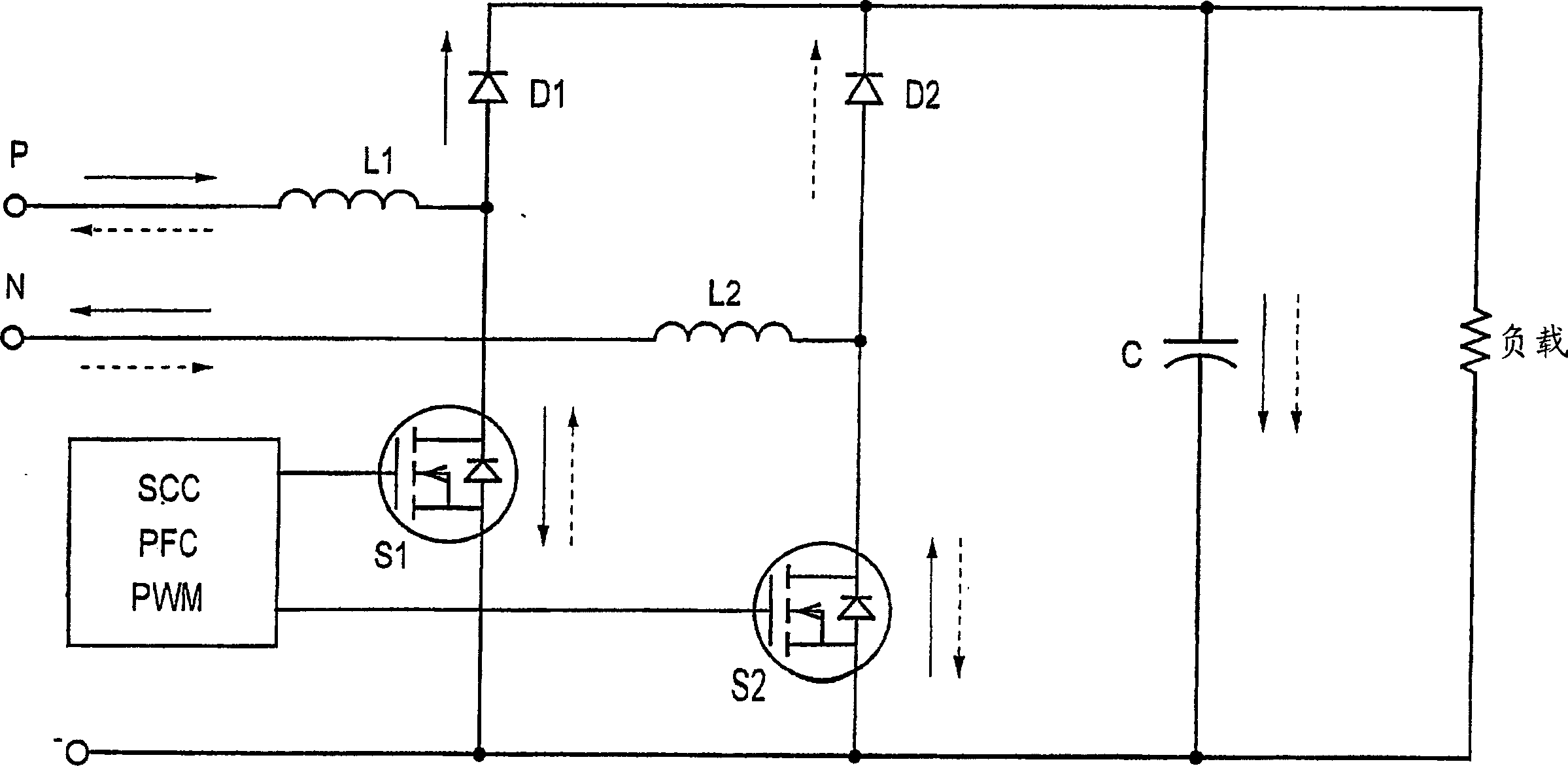 Bridgeless boost converter with pfc circuit