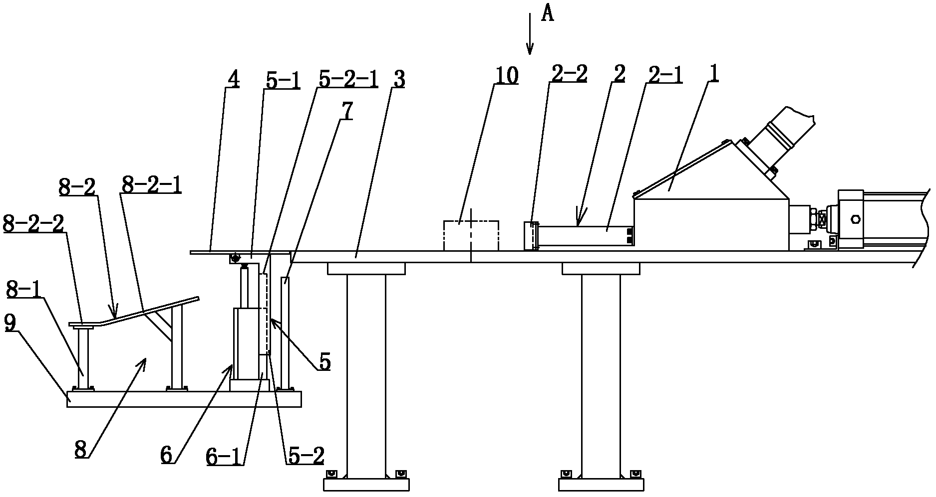 Automatic pushing and receiving device for powder hydraulic press