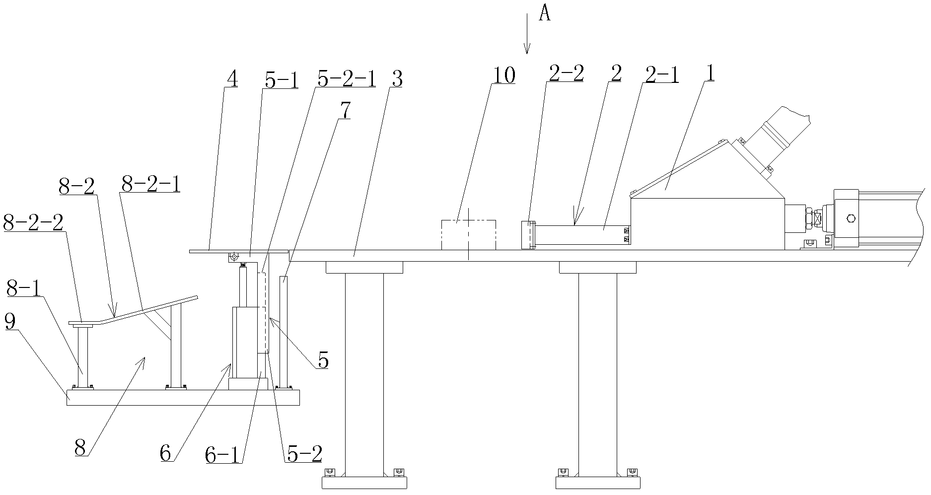 Automatic pushing and receiving device for powder hydraulic press