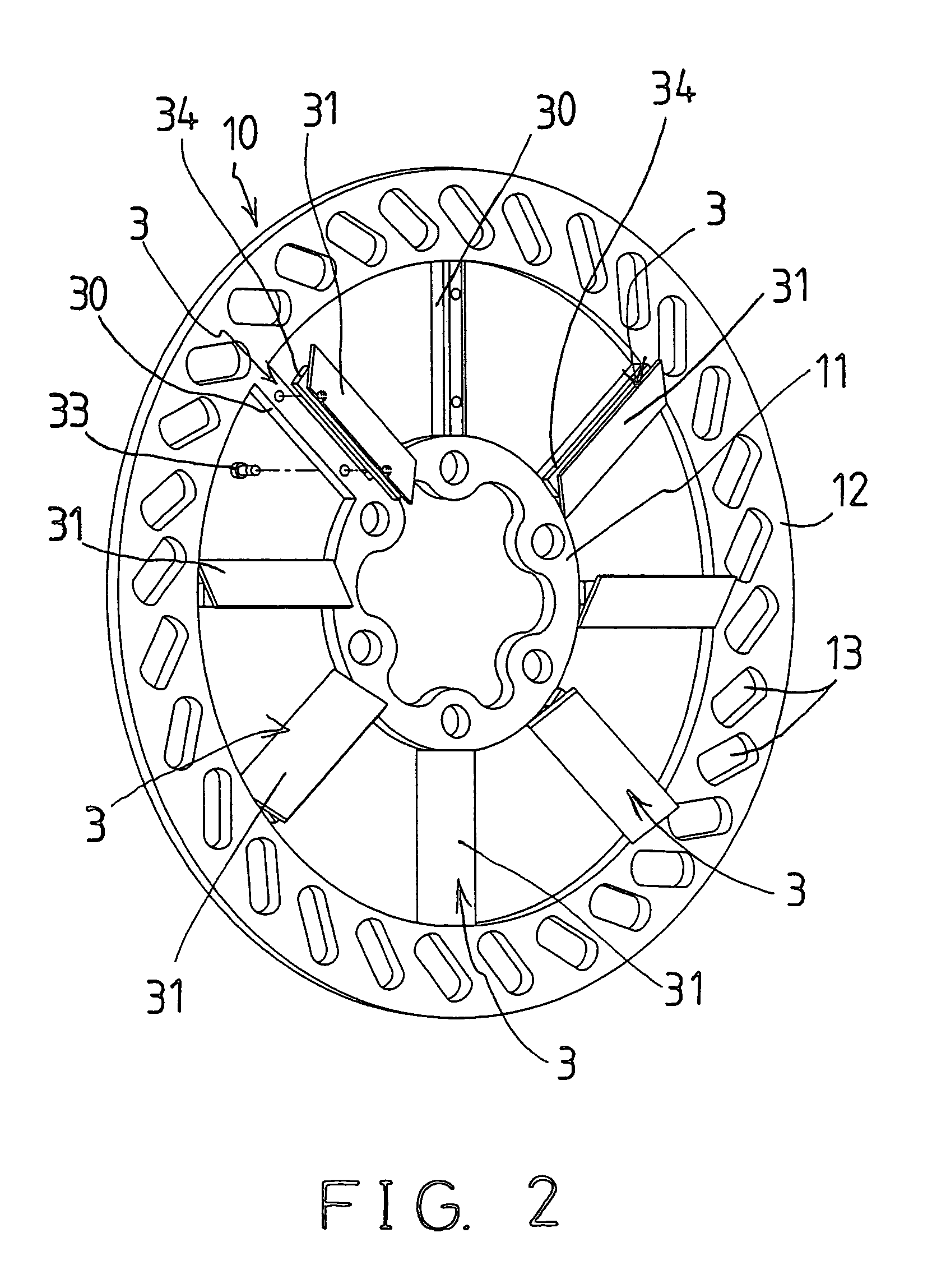 Brake disc having air circulating fan blades